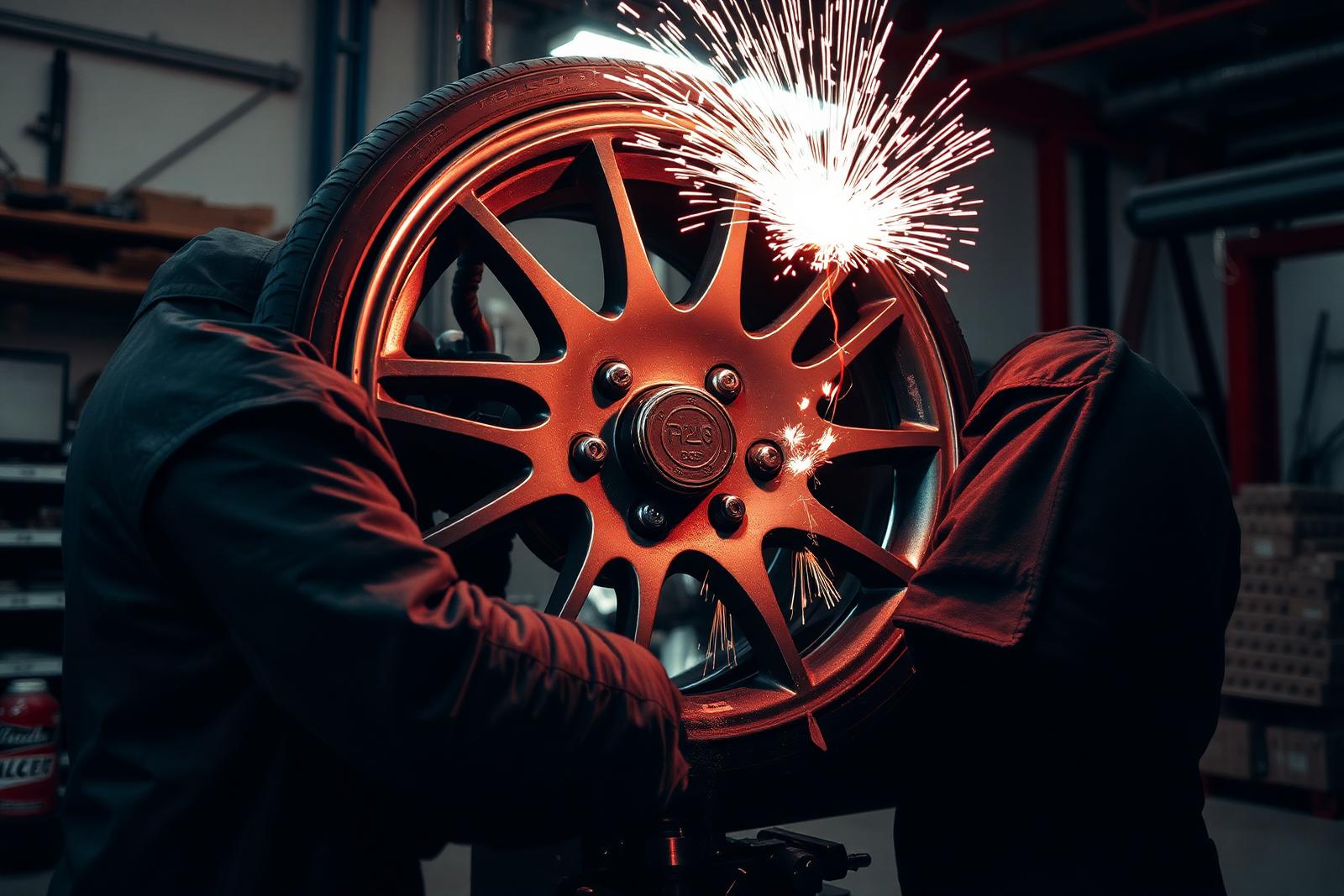 Alloy wheel repair and straightening in the workshop